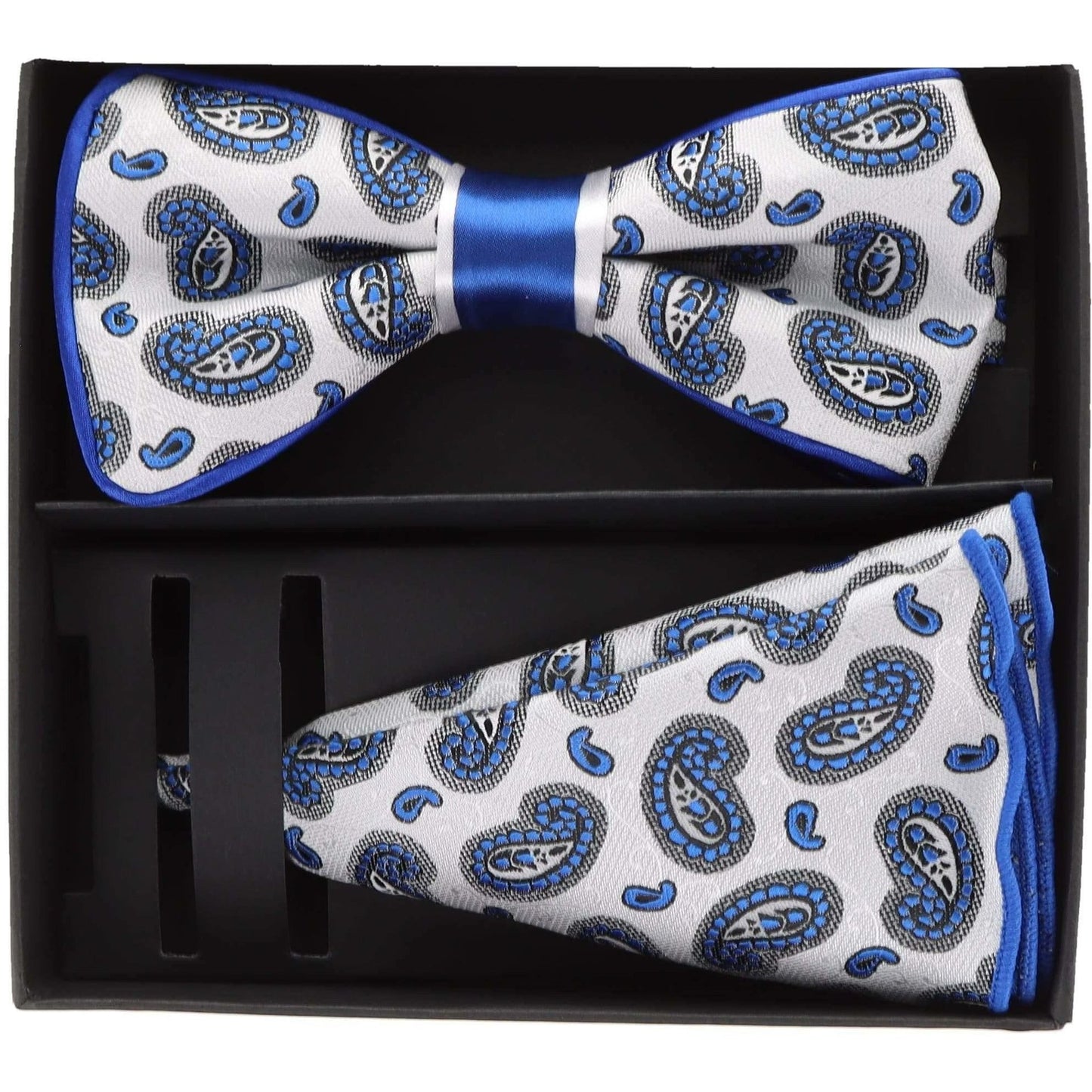 Piping Design Bow Tie & Round Pocket Square in a Box by Vittorio Farina (pbh - 21005) for Independent Retail Stores by Dubal Brothers
