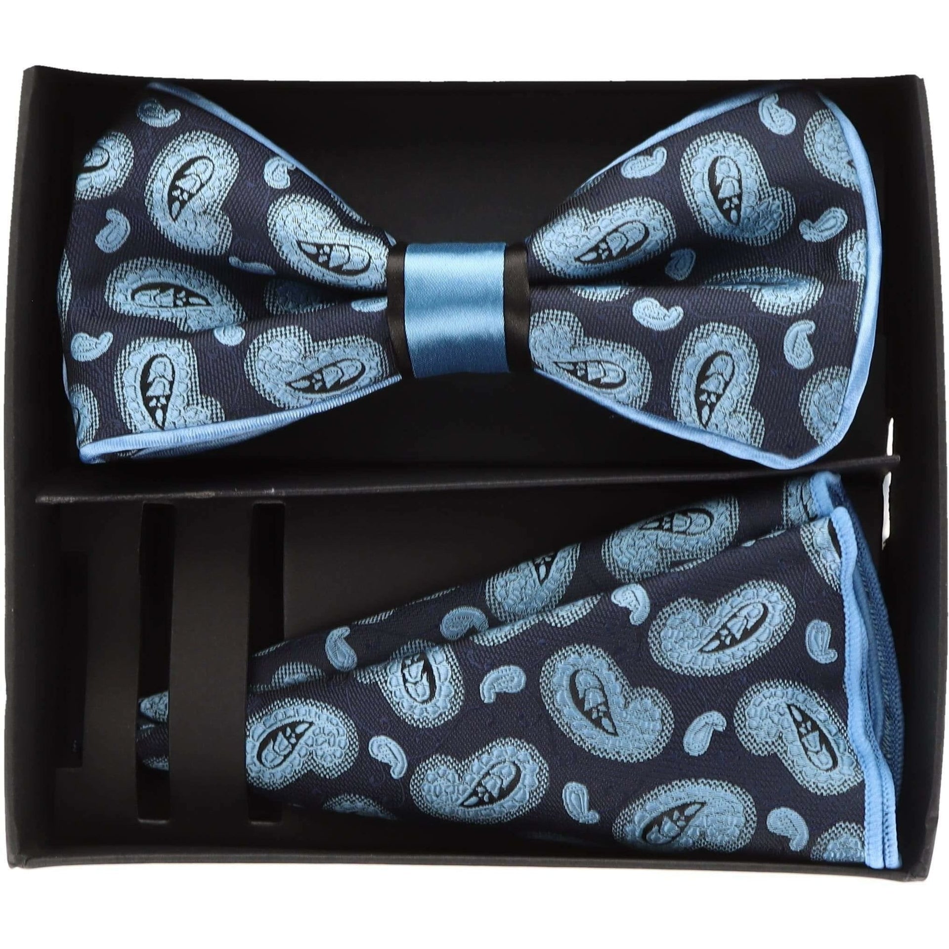 Piping Design Bow Tie & Round Pocket Square in a Box by Vittorio Farina (pbh - 21006) for Independent Retail Stores by Dubal Brothers