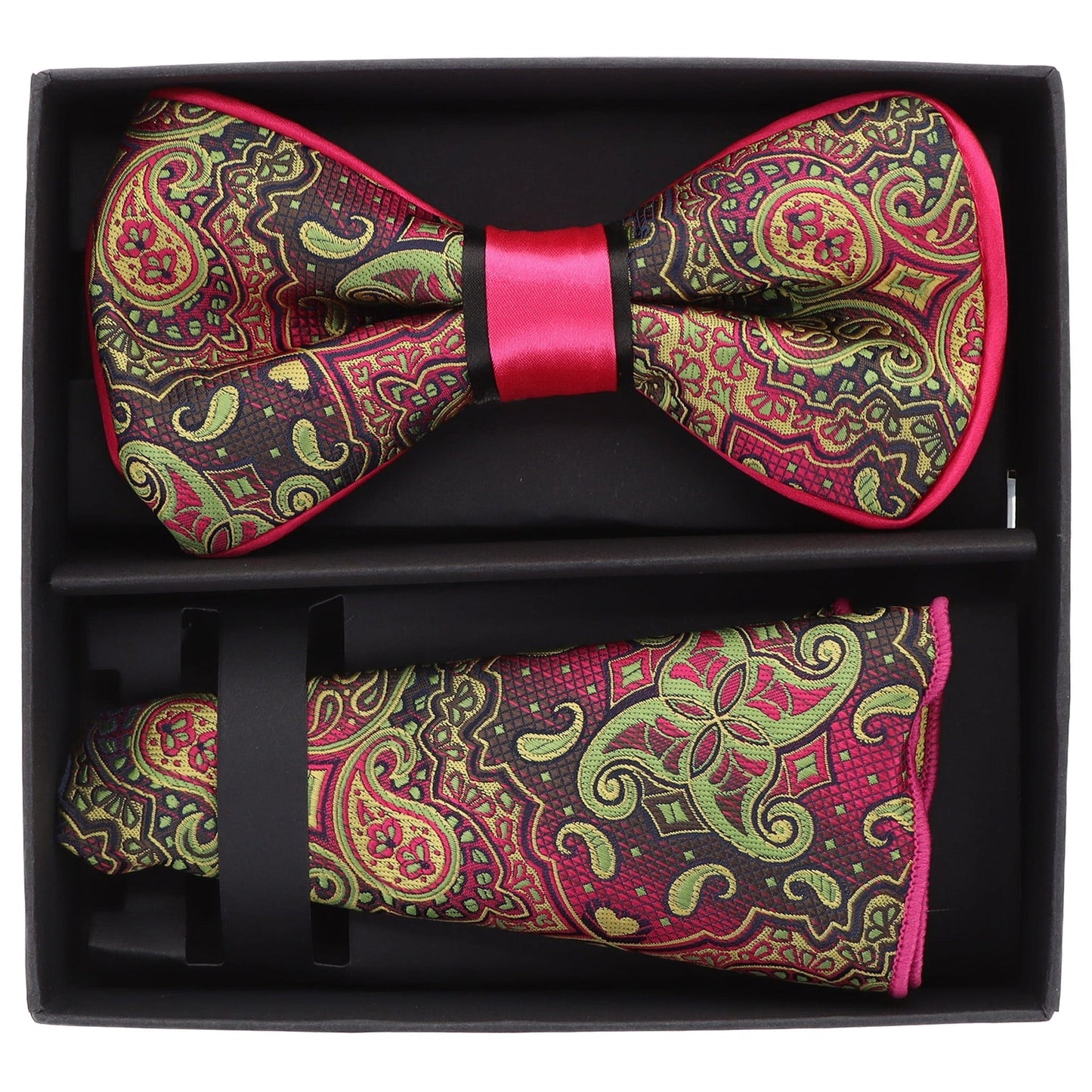Piping Design Bow Tie & Round Pocket Square in a Box by Vittorio Farina (pbh - 21007) for Independent Retail Stores by Dubal Brothers