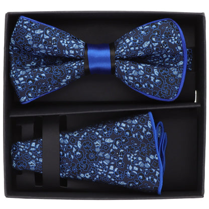 Piping Design Bow Tie & Round Pocket Square in a Box by Vittorio Farina (pbh - 21008) for Independent Retail Stores by Dubal Brothers