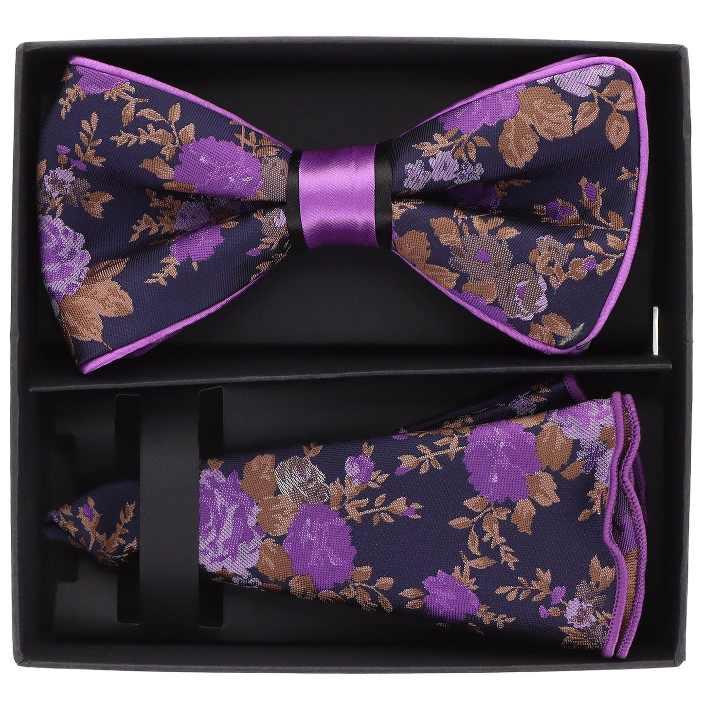 Piping Design Bow Tie & Round Pocket Square in a Box by Vittorio Farina (pbh - 21015) for Independent Retail Stores by Dubal Brothers