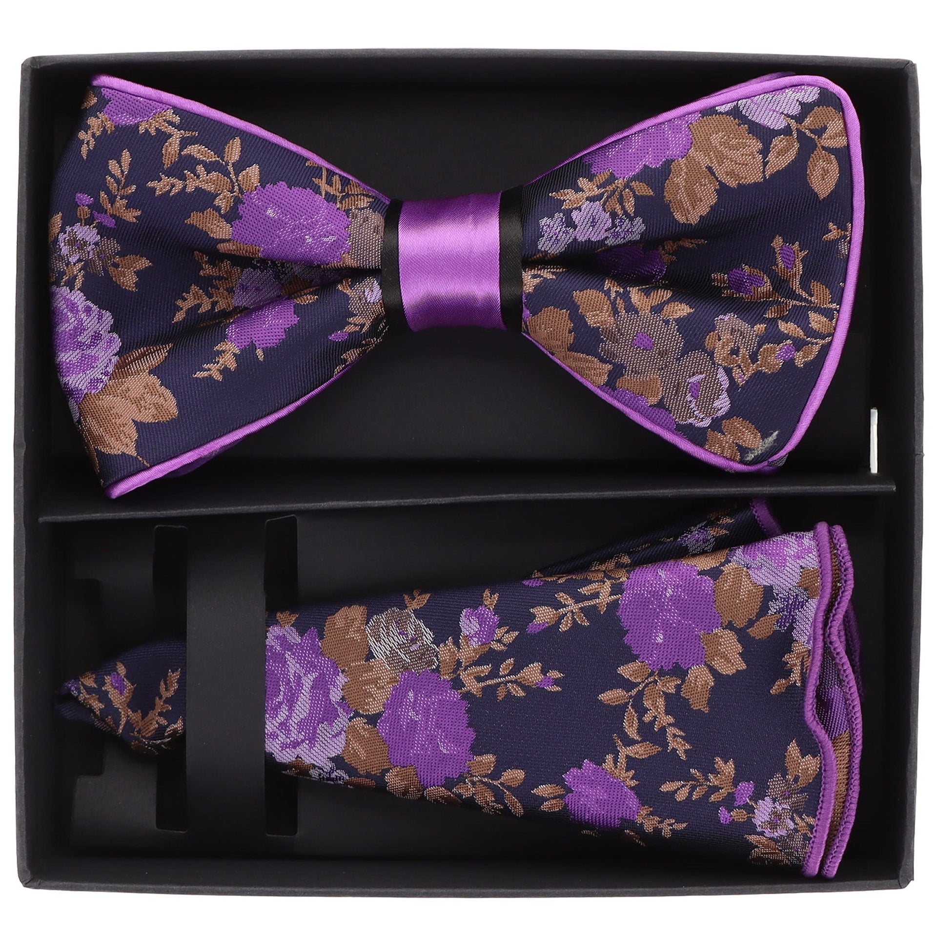 Piping Design Bow Tie & Round Pocket Square in a Box by Vittorio Farina (pbh - 21015) for Independent Retail Stores by Dubal Brothers