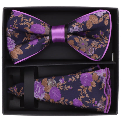Piping Design Bow Tie & Round Pocket Square in a Box by Vittorio Farina (pbh - 21015) for Independent Retail Stores by Dubal Brothers