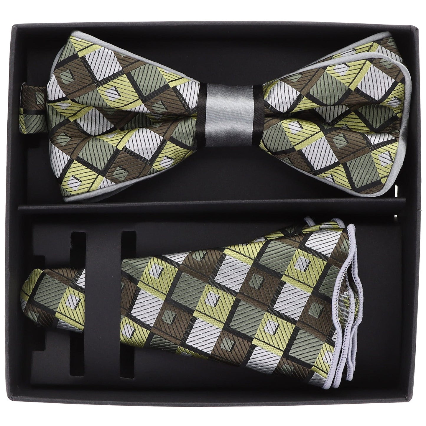 Piping Design Bow Tie & Round Pocket Square in a Box by Vittorio Farina (pbh - 21016) for Independent Retail Stores by Dubal Brothers