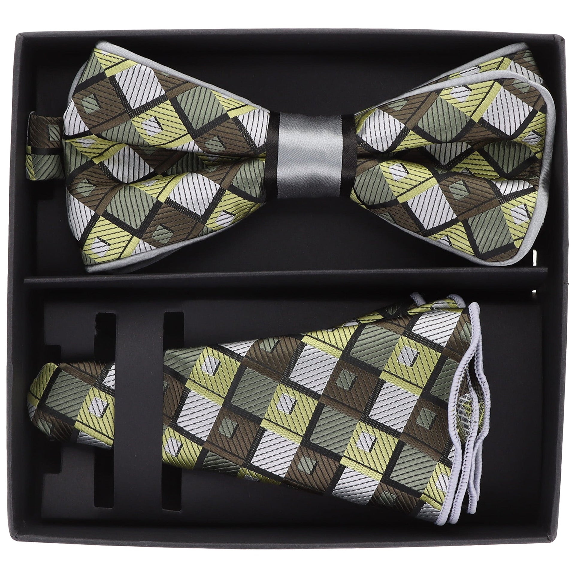Piping Design Bow Tie & Round Pocket Square in a Box by Vittorio Farina (pbh - 21016) for Independent Retail Stores by Dubal Brothers