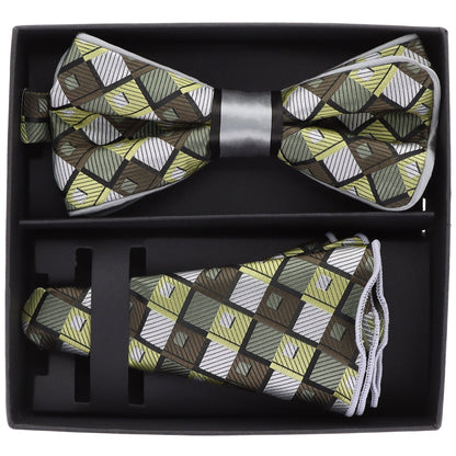 Piping Design Bow Tie & Round Pocket Square in a Box by Vittorio Farina (pbh - 21016) for Independent Retail Stores by Dubal Brothers
