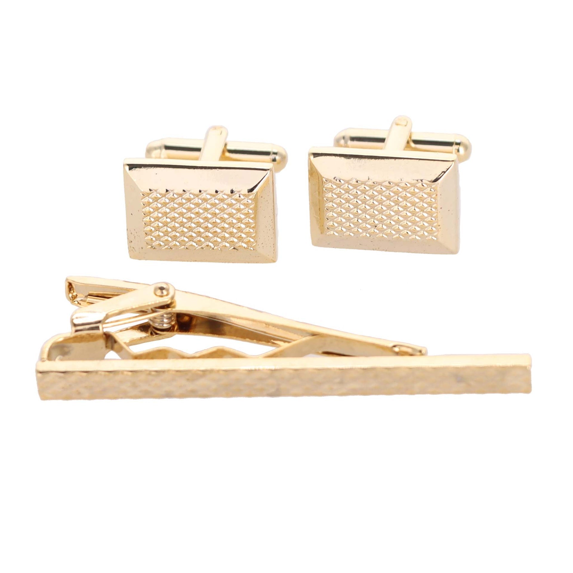 Plain Cufflinks & Tie Bar Set with Gold Setting in a Box by Vittorio Vico (CLTB-419) for Independent Retail Stores by Dubal Brothers