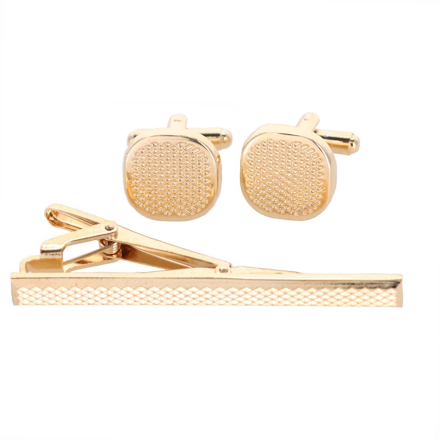 Plain Cufflinks & Tie Bar Set with Gold Setting in a Box by Vittorio Vico (CLTB-419) for Independent Retail Stores by Dubal Brothers