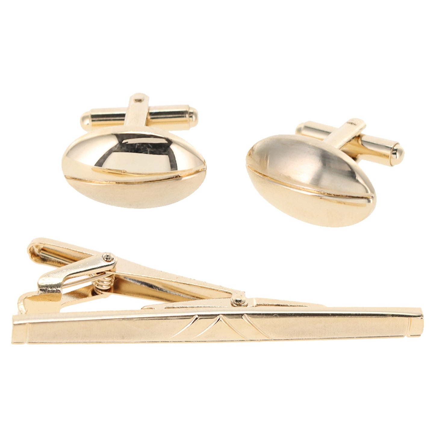 Plain Cufflinks & Tie Bar Set with Gold Setting in a Box by Vittorio Vico (cltb - 447) for Independent Retail Stores by Dubal Brothers
