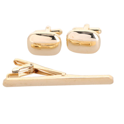 Plain Cufflinks & Tie Bar Set with Gold Setting in a Box by Vittorio Vico (cltb-447) for Independent Retail Stores by Dubal Brothers