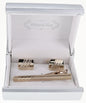 Plain Cufflinks & Tie Bar Set with Gold Setting in a Box by Vittorio Vico (CLTB-510) for Independent Retail Stores by Dubal Brothers