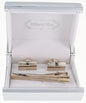 Plain Cufflinks & Tie Bar Set with Gold Setting in a Box by Vittorio Vico (CLTB-524) for Independent Retail Stores by Dubal Brothers
