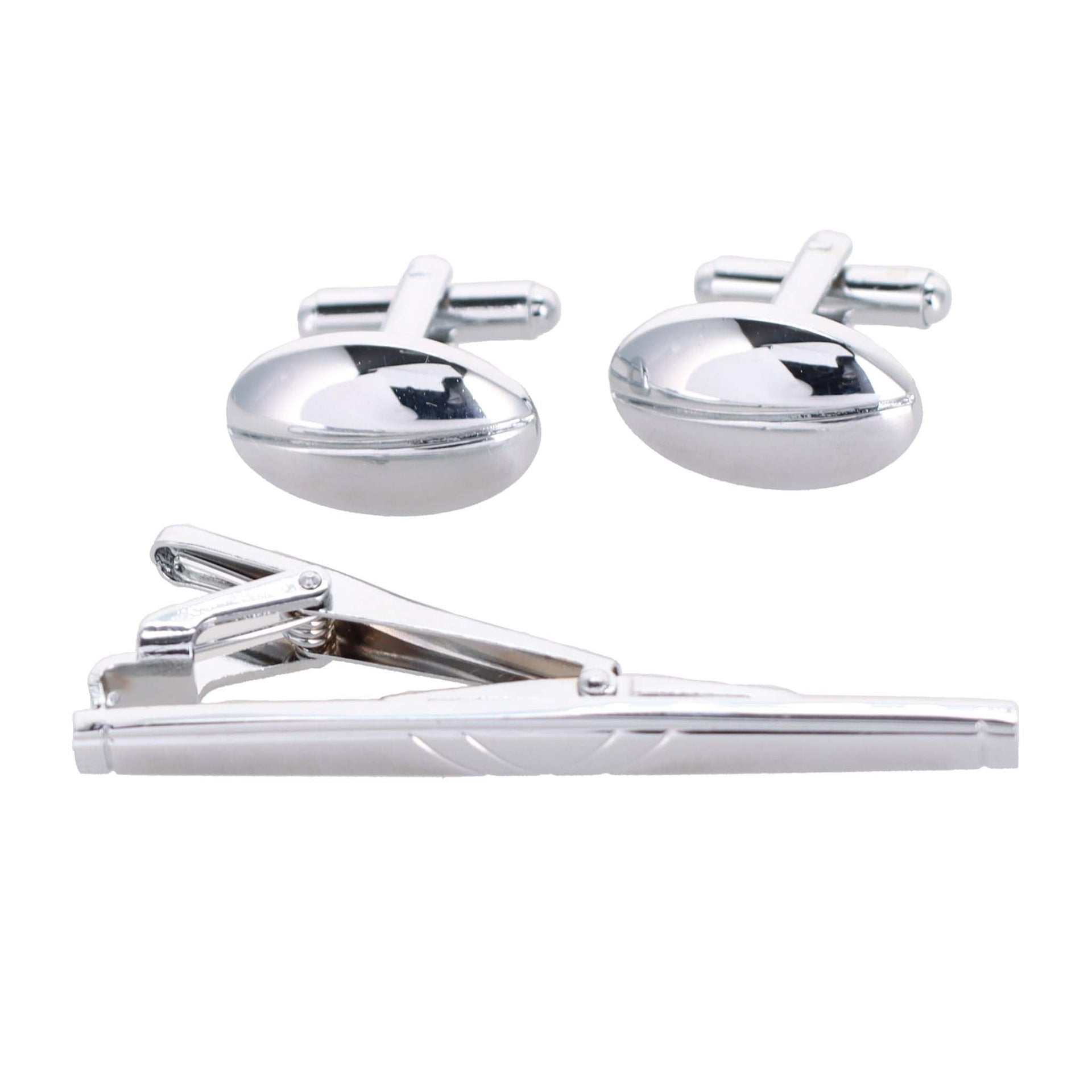 Plain Cufflinks & Tie Bar Set with Silver Setting in a Box by Vittorio Vico (cltb-446) for Independent Retail Stores by Dubal Brothers