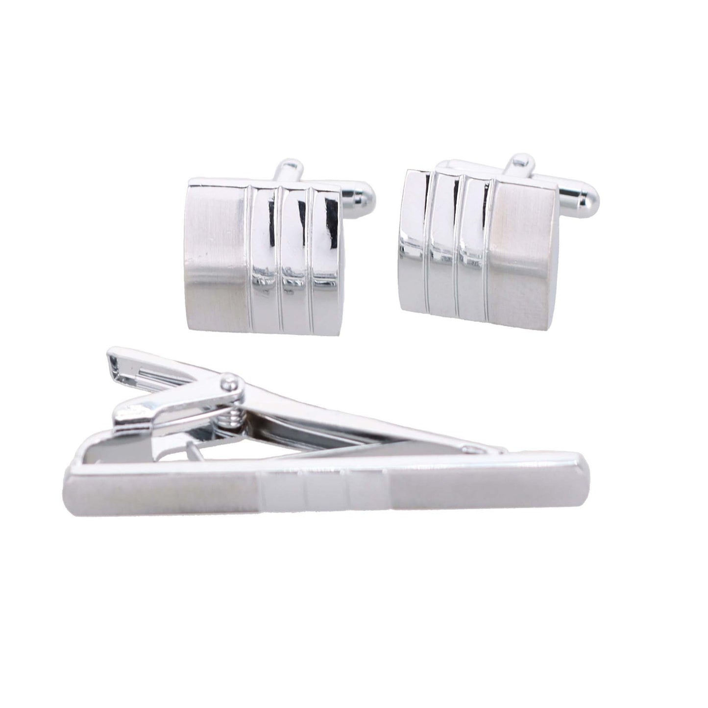 Plain Cufflinks & Tie Bar Set with Silver Setting in a Box by Vittorio Vico (cltb-446) for Independent Retail Stores by Dubal Brothers