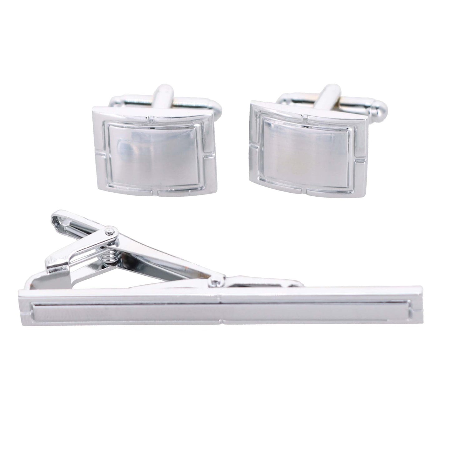 Plain Cufflinks & Tie Bar Set with Silver Setting in a Box by Vittorio Vico (cltb-446) for Independent Retail Stores by Dubal Brothers