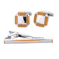Plain Cufflinks & Tie Bar Set with Silver Setting in a Box by Vittorio Vico (cltb-446) for Independent Retail Stores by Dubal Brothers