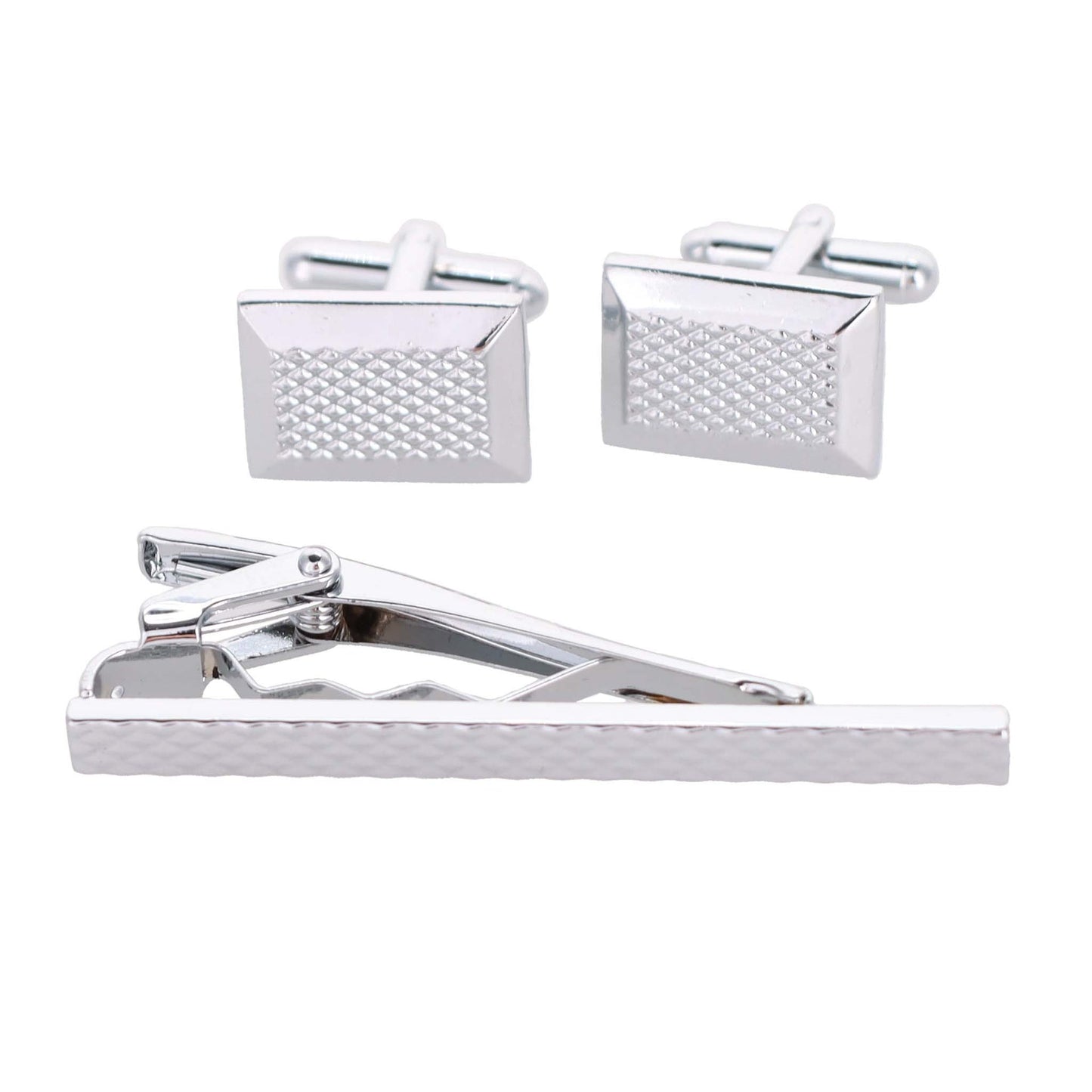 Plain Cufflinks & Tie Bar Set with Silver Setting in a Box by Vittorio Vico (cltb-446) for Independent Retail Stores by Dubal Brothers