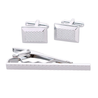 Plain Cufflinks & Tie Bar Set with Silver Setting in a Box by Vittorio Vico (cltb-446) for Independent Retail Stores by Dubal Brothers