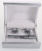 Plain Cufflinks & Tie Bar Set with Silver Setting in a Box by Vittorio Vico (CLTB-501) for Independent Retail Stores by Dubal Brothers