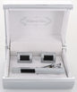Plain Cufflinks & Tie Bar Set with Silver Setting in a Box by Vittorio Vico (CLTB-529) for Independent Retail Stores by Dubal Brothers