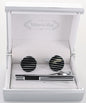 Plain Cufflinks & Tie Bar Set with Silver Setting in a Box by Vittorio Vico (CLTB-533) for Independent Retail Stores by Dubal Brothers