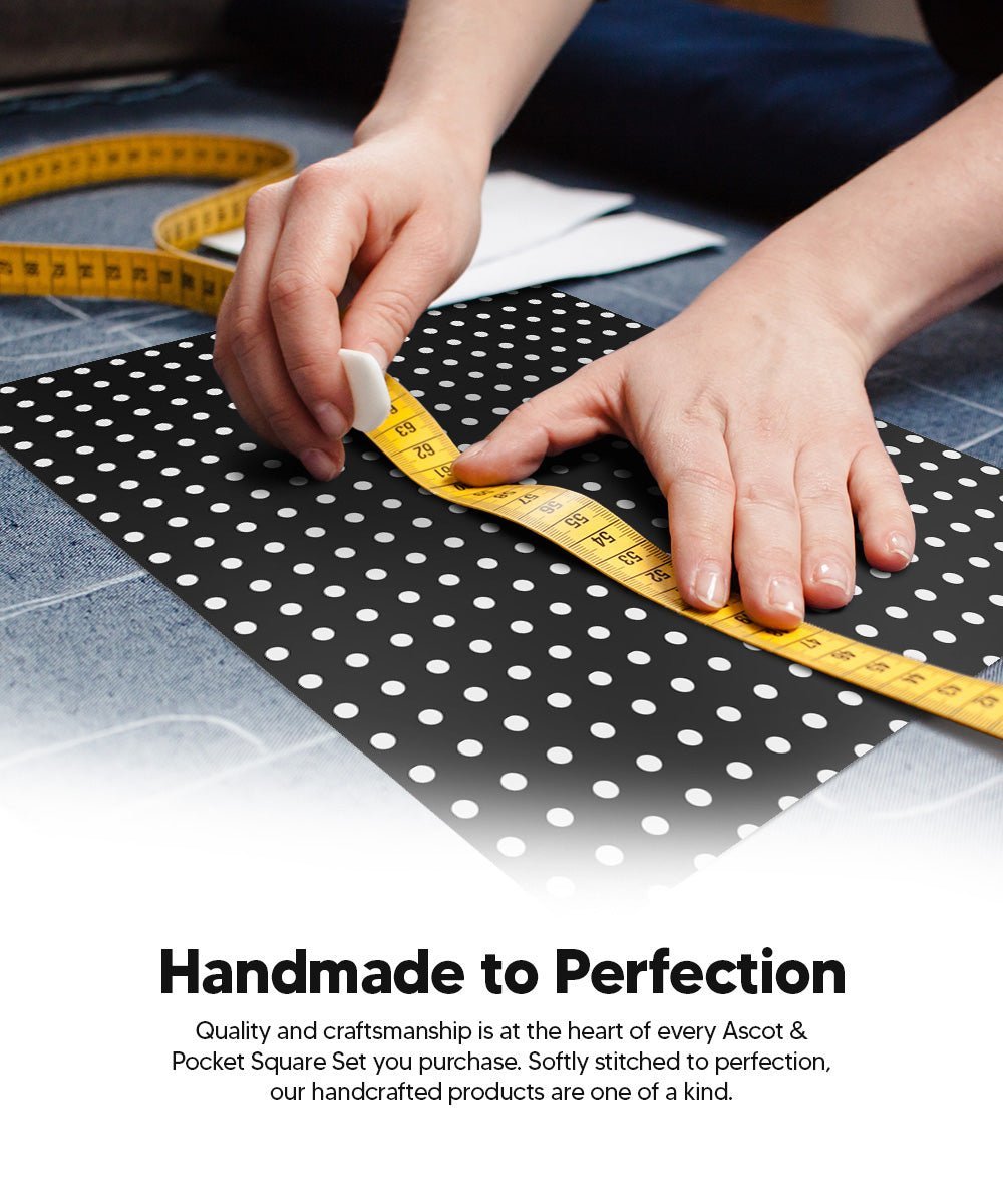 Polka Dot Ascot & Pocket Square by Vittorio Farina (ASCOTS - PD_BLACK_WHITE) for Independent Retail Stores by Dubal Brothers