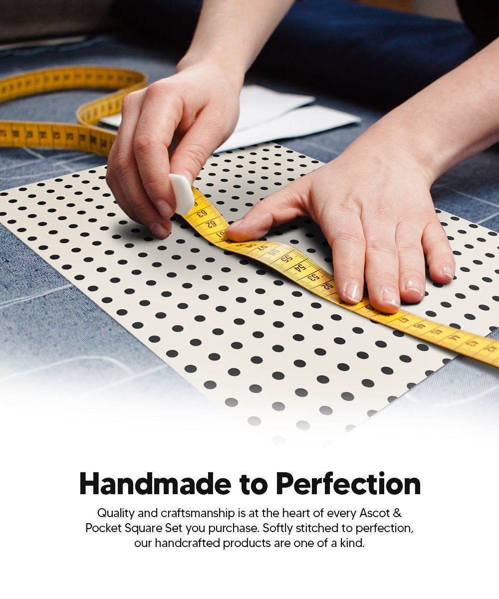 Polka Dot Ascot & Pocket Square by Vittorio Farina (ASCOTS - PD_IVORY_BLACK) for Independent Retail Stores by Dubal Brothers