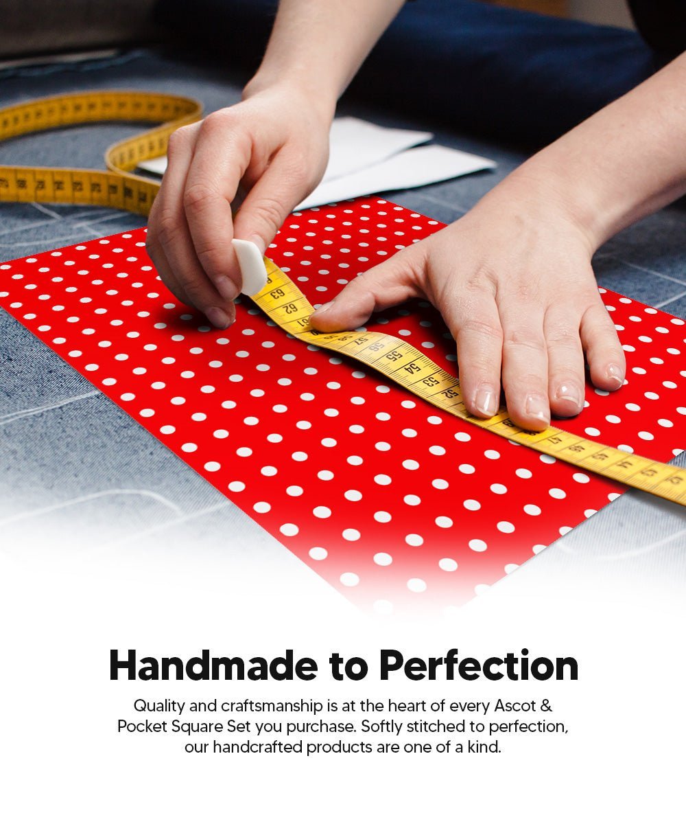 Polka Dot Ascot & Pocket Square by Vittorio Farina (ASCOTS - PD_RED_WHITE) for Independent Retail Stores by Dubal Brothers