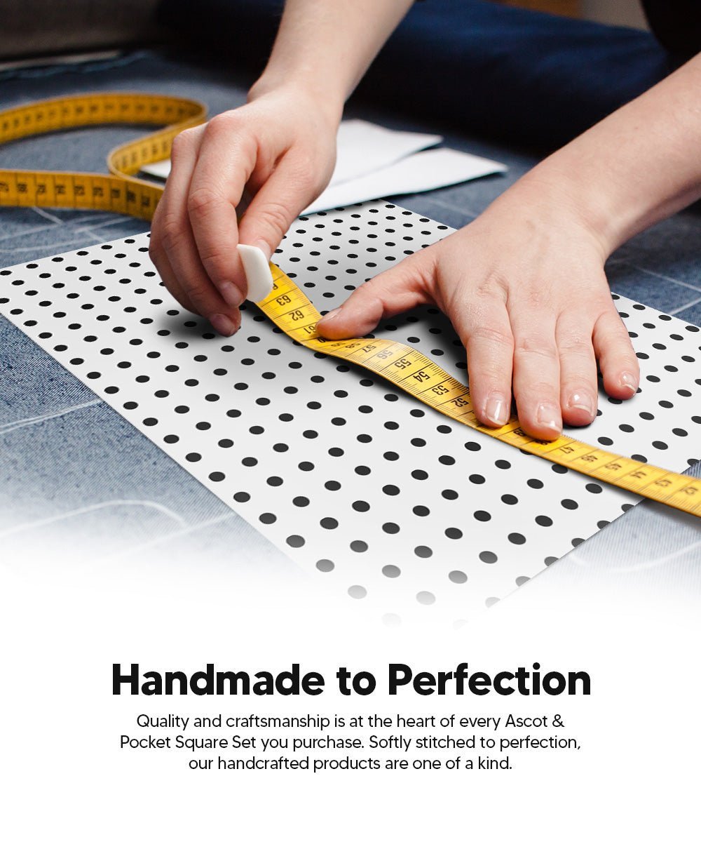 Polka Dot Ascot & Pocket Square by Vittorio Farina (ASCOTS - PD_WHITE_BLACK) for Independent Retail Stores by Dubal Brothers