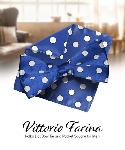 Polka Dot Bow Tie & Pocket Square in a Box by Vittorio Farina (bh - 0001) for Independent Retail Stores by Dubal Brothers