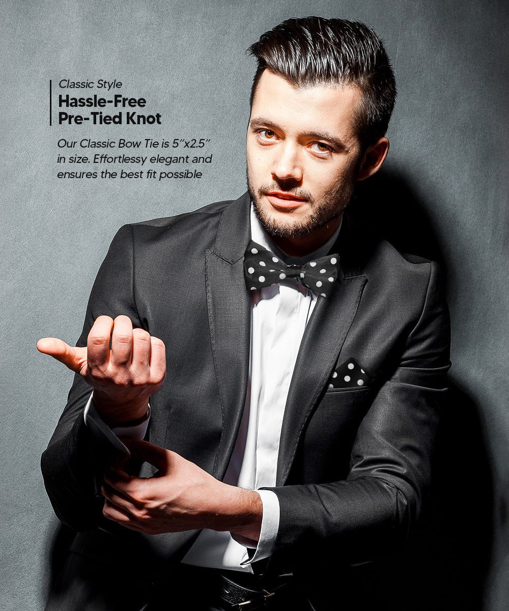 Polka Dot Bow Tie & Pocket Square in a Box by Vittorio Farina (bh - 0002) for Independent Retail Stores by Dubal Brothers
