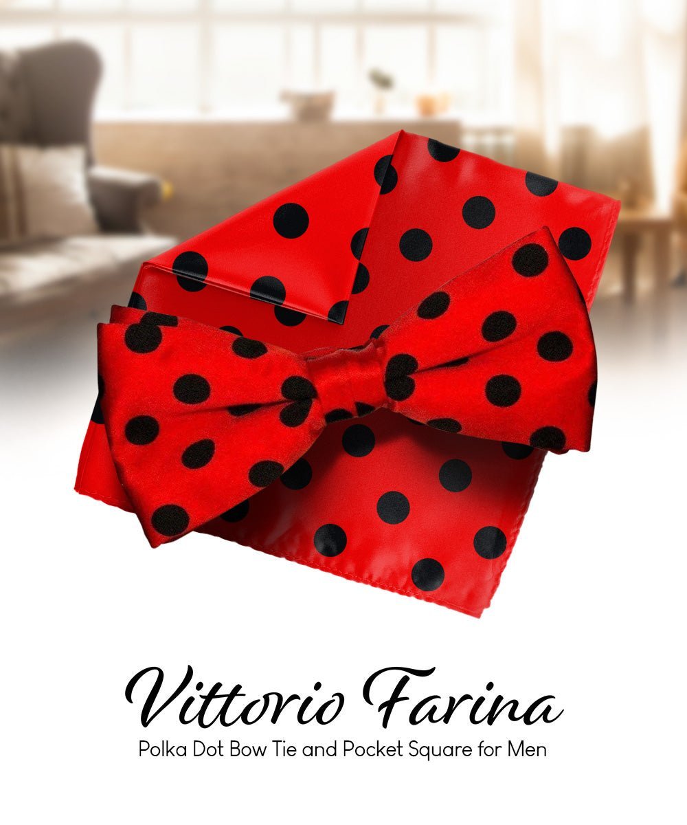 Polka Dot Bow Tie & Pocket Square in a Box by Vittorio Farina (bh - 0003) for Independent Retail Stores by Dubal Brothers