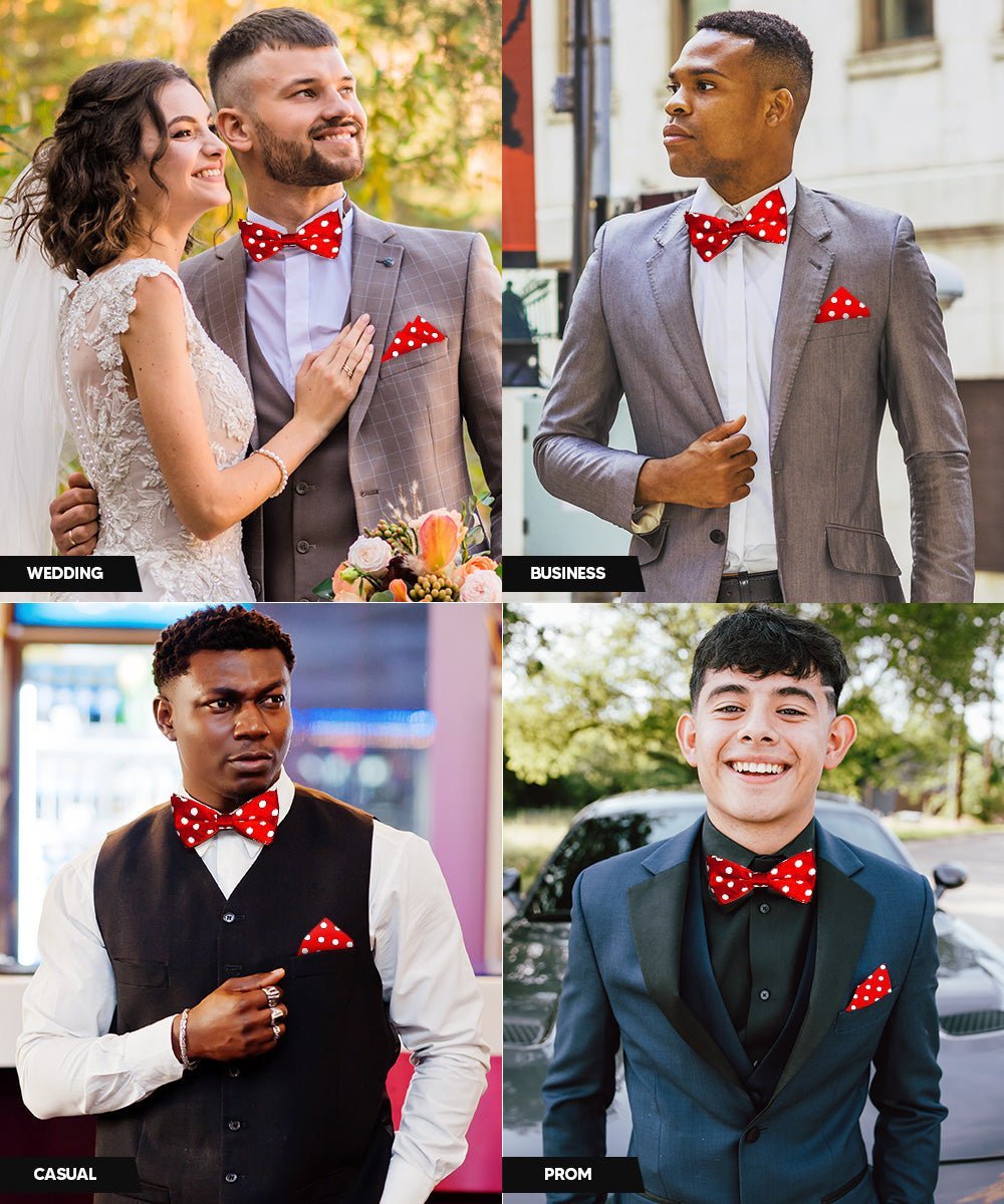 Polka Dot Bow Tie & Pocket Square in a Box by Vittorio Farina (bh - 0004) for Independent Retail Stores by Dubal Brothers