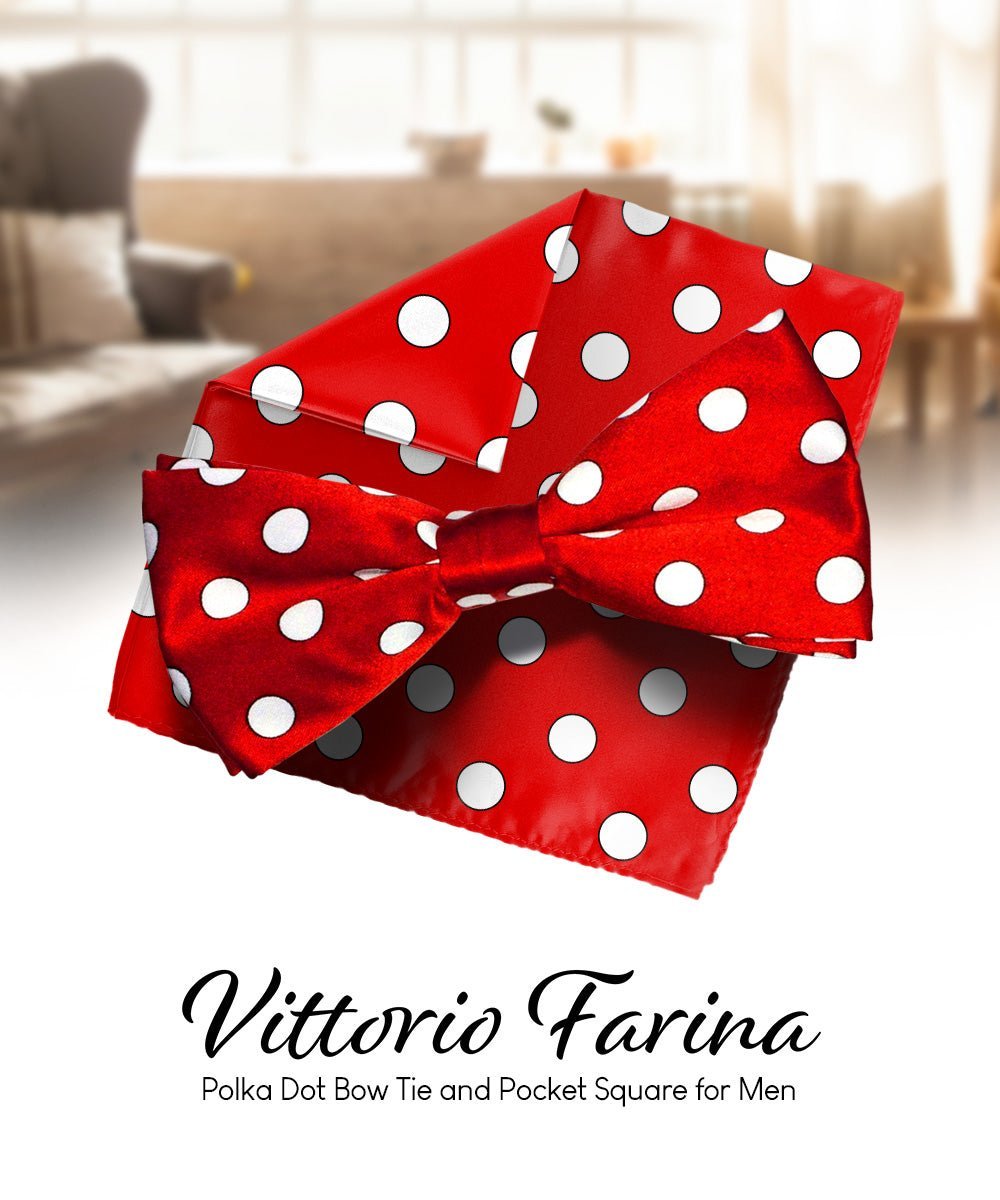 Polka Dot Bow Tie & Pocket Square in a Box by Vittorio Farina (bh - 0004) for Independent Retail Stores by Dubal Brothers