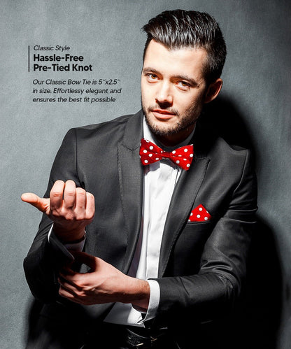 Polka Dot Bow Tie & Pocket Square in a Box by Vittorio Farina (bh - 0004) for Independent Retail Stores by Dubal Brothers