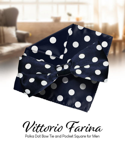 Polka Dot Bow Tie & Pocket Square in a Box by Vittorio Farina (bh - 0005) for Independent Retail Stores by Dubal Brothers