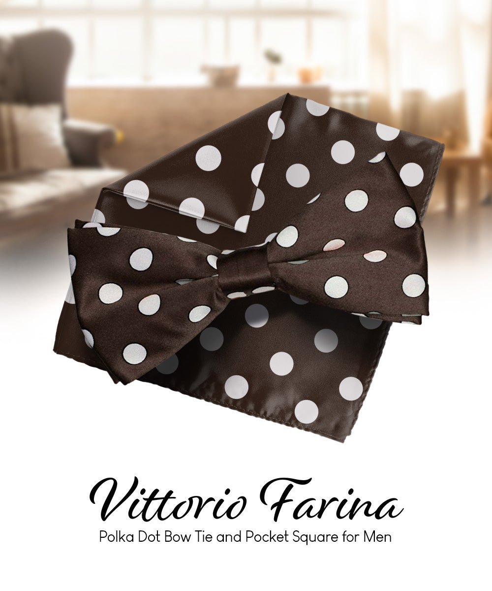 Polka Dot Bow Tie & Pocket Square in a Box by Vittorio Farina (bh - 0006) for Independent Retail Stores by Dubal Brothers