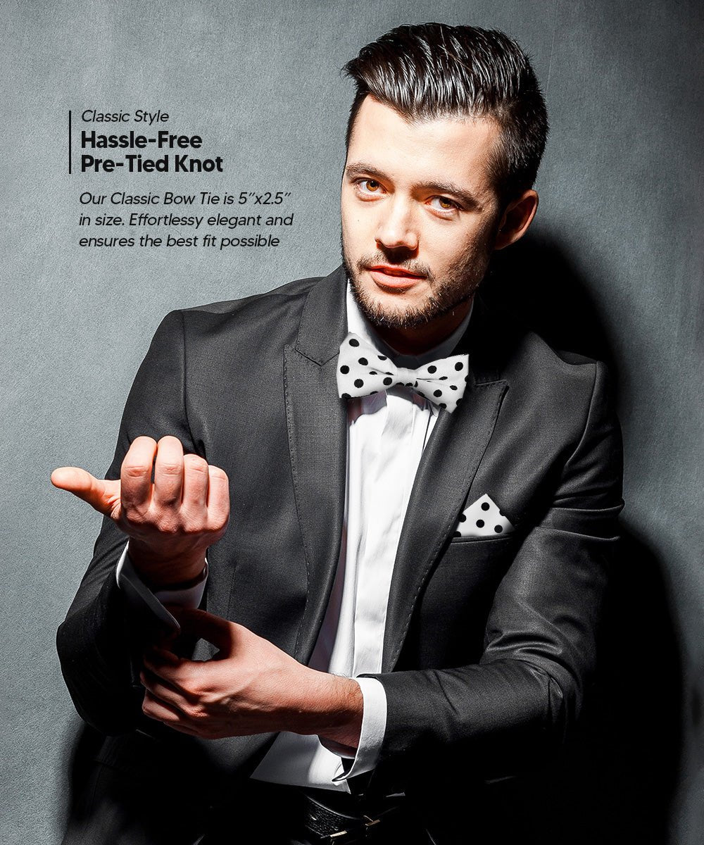 Polka Dot Bow Tie & Pocket Square in a Box by Vittorio Farina (bh - 0007) for Independent Retail Stores by Dubal Brothers