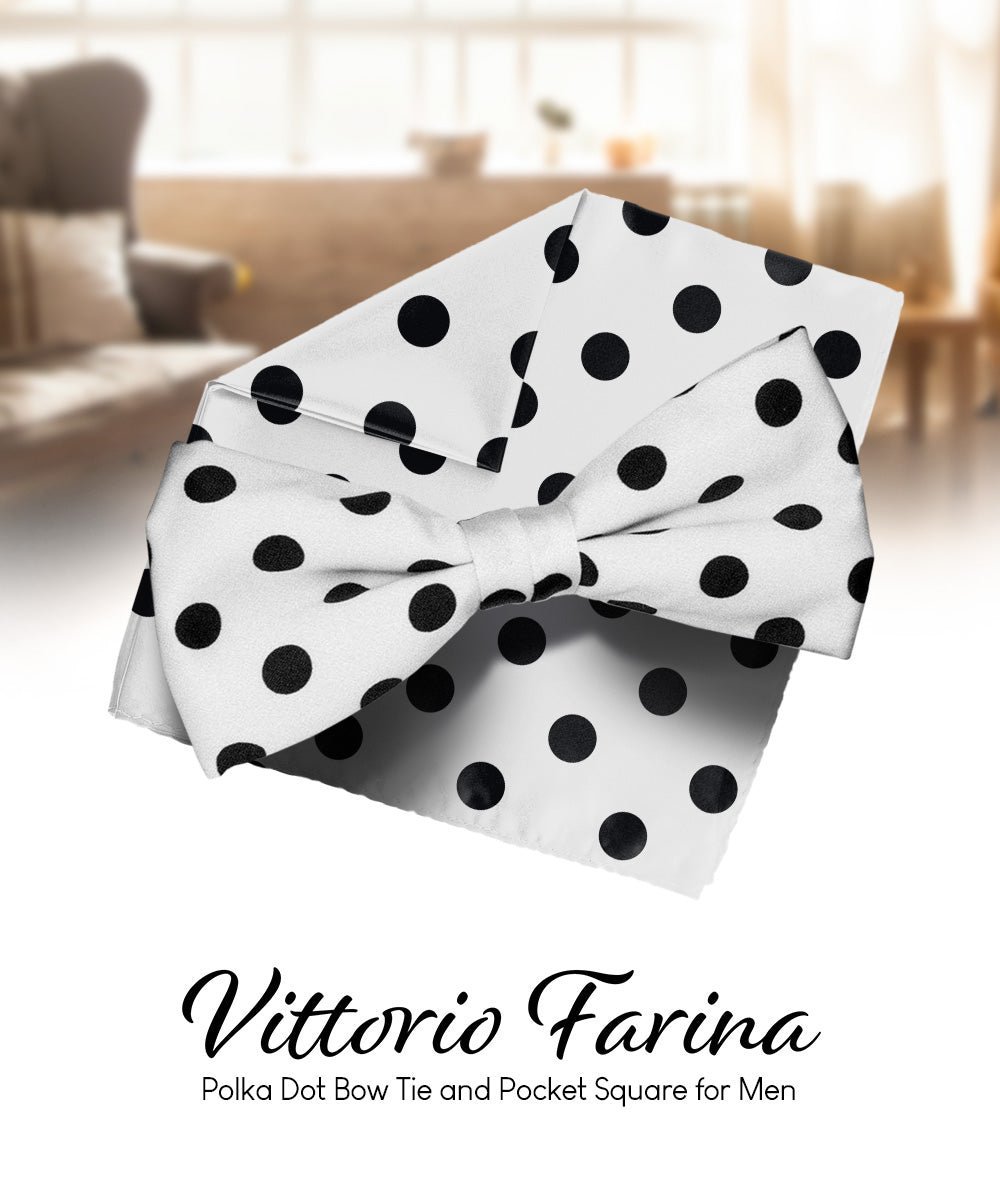 Polka Dot Bow Tie & Pocket Square in a Box by Vittorio Farina (bh - 0007) for Independent Retail Stores by Dubal Brothers