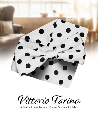 Polka Dot Bow Tie & Pocket Square in a Box by Vittorio Farina (bh - 0007) for Independent Retail Stores by Dubal Brothers