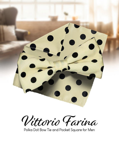 Polka Dot Bow Tie & Pocket Square in a Box by Vittorio Farina (bh - 0008 - a) for Independent Retail Stores by Dubal Brothers