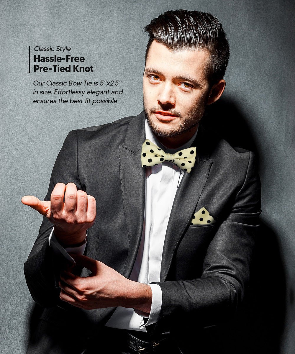 Polka Dot Bow Tie & Pocket Square in a Box by Vittorio Farina (bh - 0008 - a) for Independent Retail Stores by Dubal Brothers