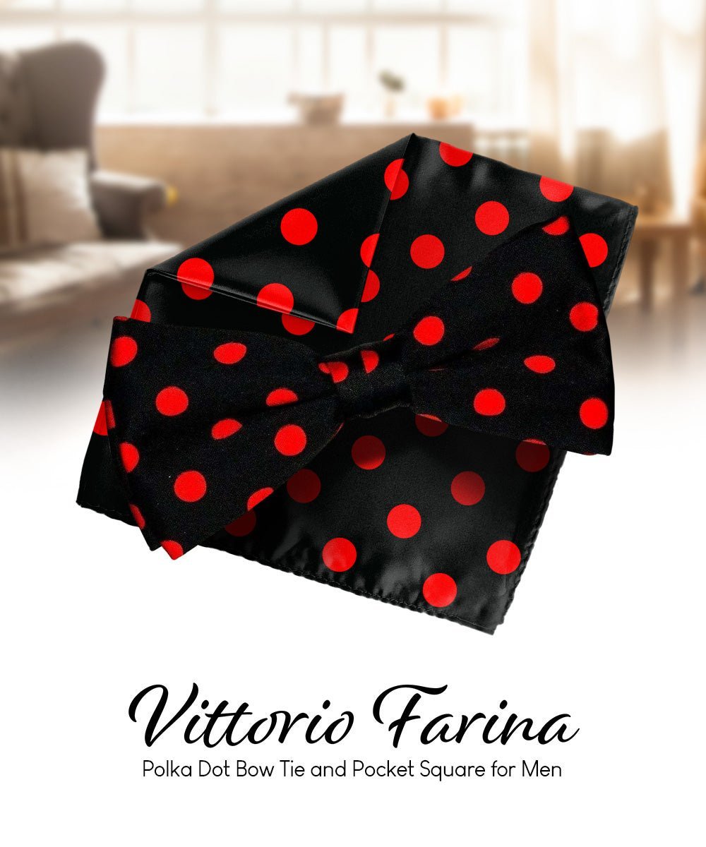 Polka Dot Bow Tie & Pocket Square in a Box by Vittorio Farina (bh - 0008) for Independent Retail Stores by Dubal Brothers