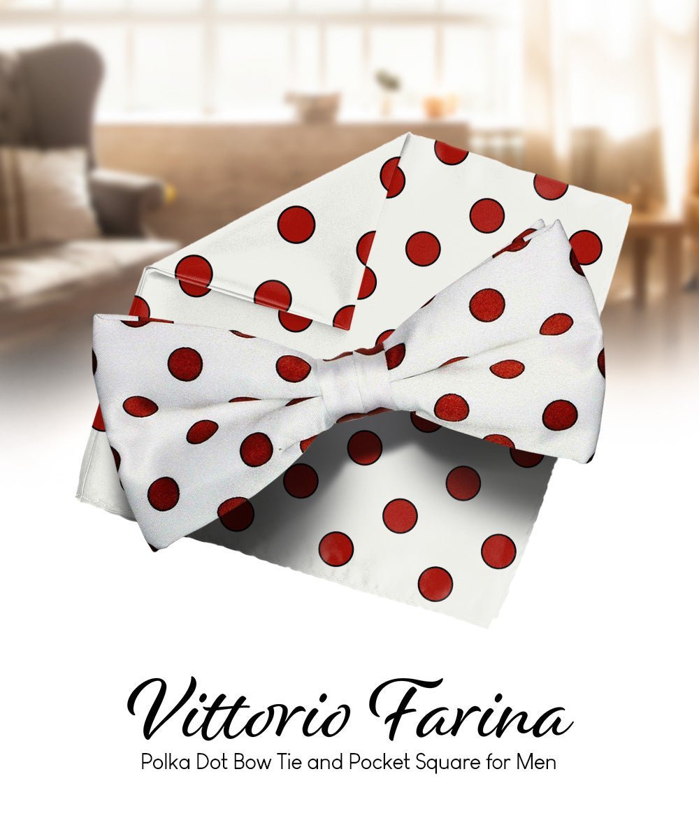 Polka Dot Bow Tie & Pocket Square in a Box by Vittorio Farina (bh - 0009) for Independent Retail Stores by Dubal Brothers