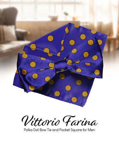 Polka Dot Bow Tie & Pocket Square in a Box by Vittorio Farina (bh - 0010) for Independent Retail Stores by Dubal Brothers