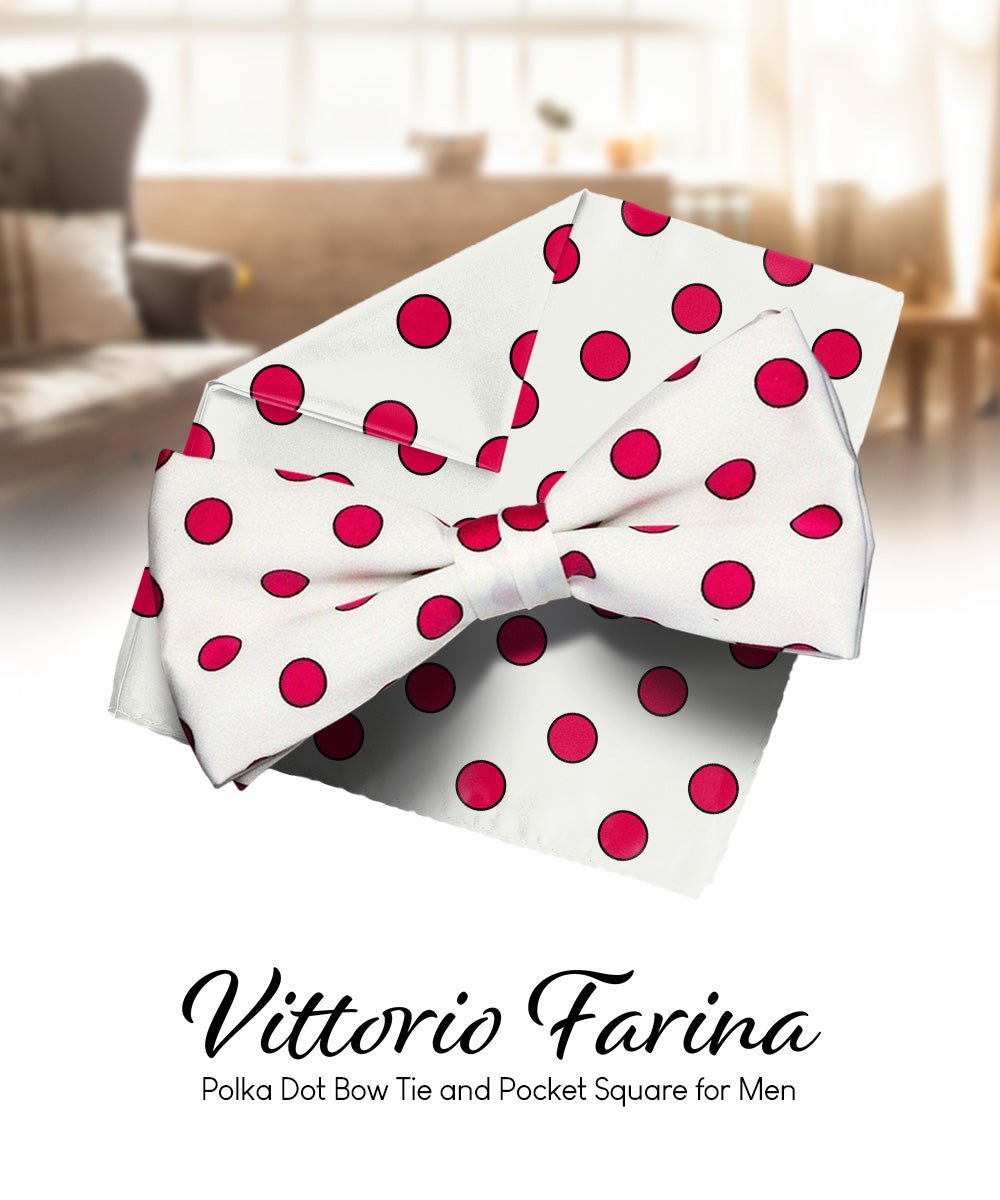 Polka Dot Bow Tie & Pocket Square in a Box by Vittorio Farina (bh - 0011) for Independent Retail Stores by Dubal Brothers