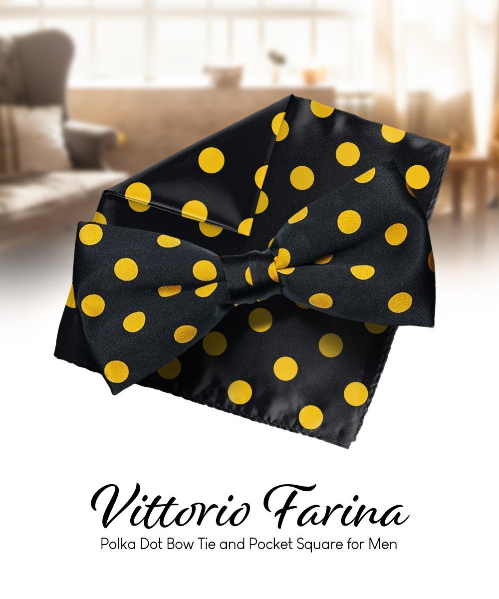 Polka Dot Bow Tie & Pocket Square in a Box by Vittorio Farina (bh - 0012) for Independent Retail Stores by Dubal Brothers