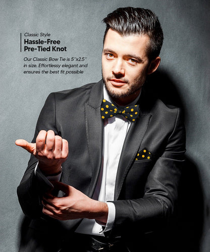 Polka Dot Bow Tie & Pocket Square in a Box by Vittorio Farina (bh - 0012) for Independent Retail Stores by Dubal Brothers