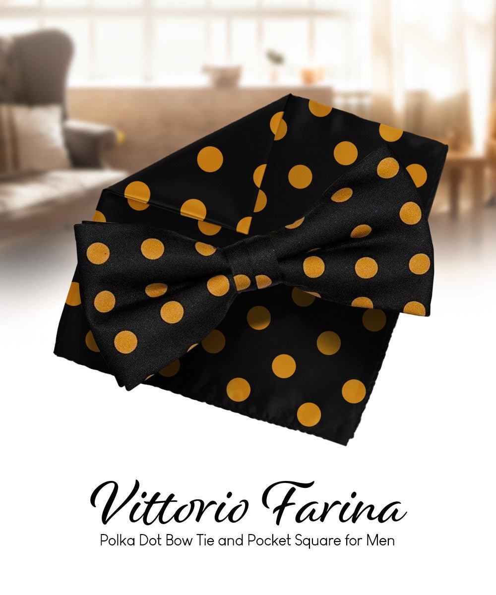 Polka Dot Bow Tie & Pocket Square in a Box by Vittorio Farina (bh - 0012a) for Independent Retail Stores by Dubal Brothers