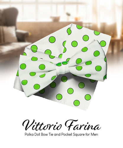 Polka Dot Bow Tie & Pocket Square in a Box by Vittorio Farina (bh - 0013) for Independent Retail Stores by Dubal Brothers
